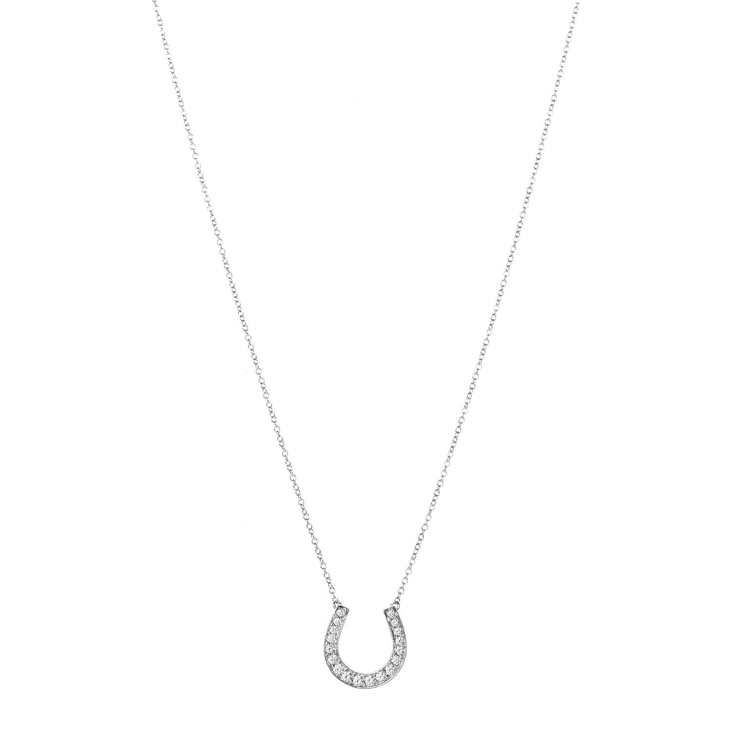 Platinum Diamond Horseshoe Pendant Necklace