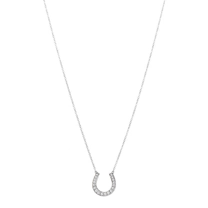 Tiffany Platinum Diamond Horseshoe Pendant Necklace 1 of 7