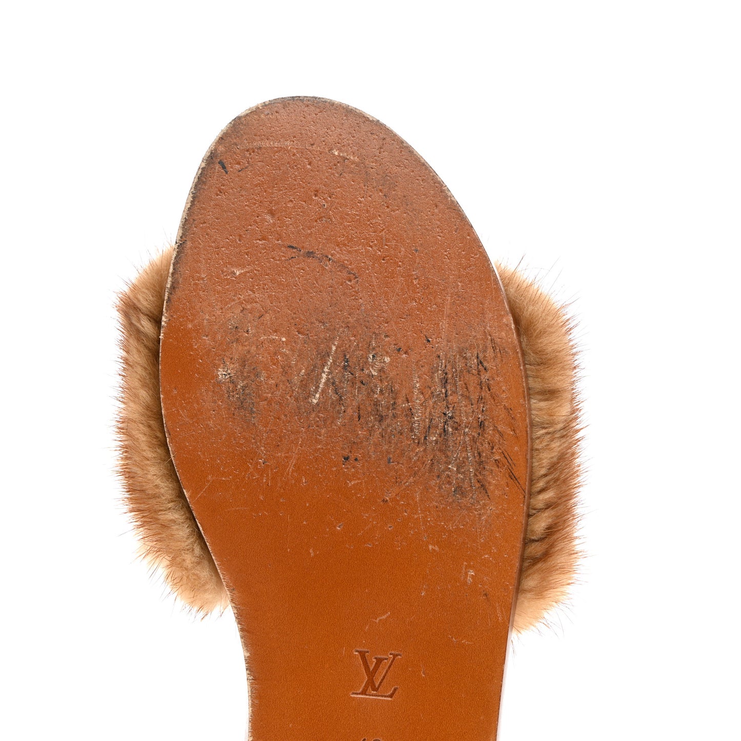 Mink Fur Lock It Flat Mule 40 Beige