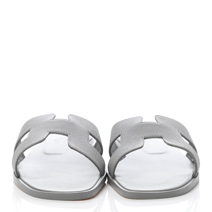 Hermes Epsom Oran Sandals 37.5 Bleu Glacier 2 of 4