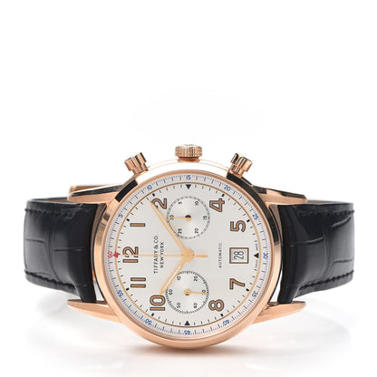 Tiffany 18K Rose Gold Alligator 42mm CT60 Chronograph Automatic Watch 2 of 5