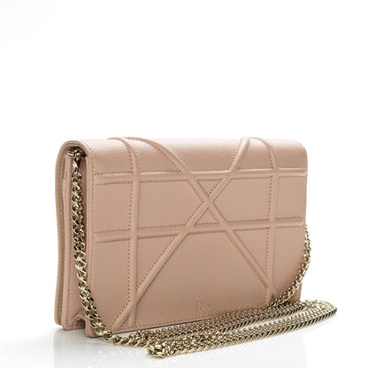 Christian Dior Grained Calfskin Diorama Wallet on Chain Pouch Nude 3 of 8