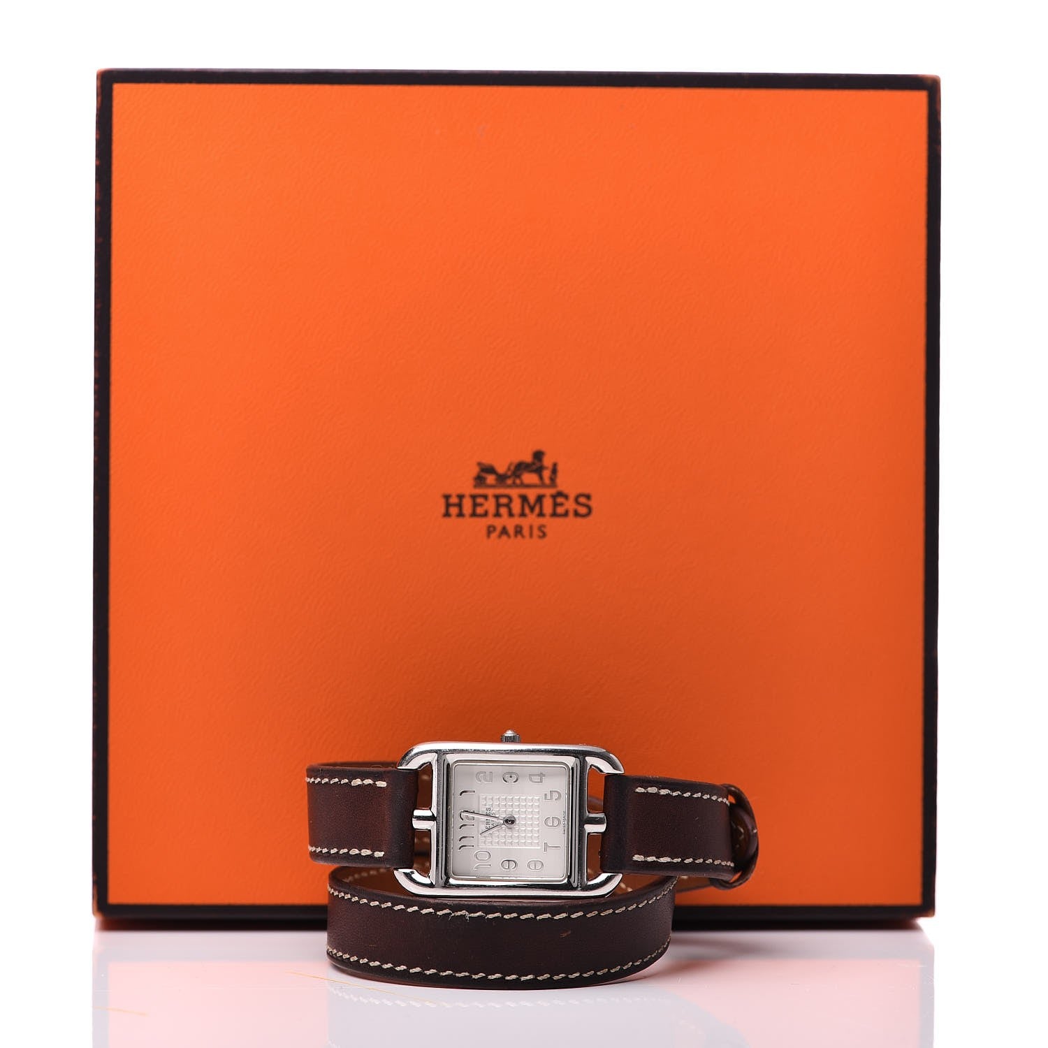Hermes Stainless Steel Barenia 23mm Cape Cod Double Tour Quartz Watch Fauve 13 of 13