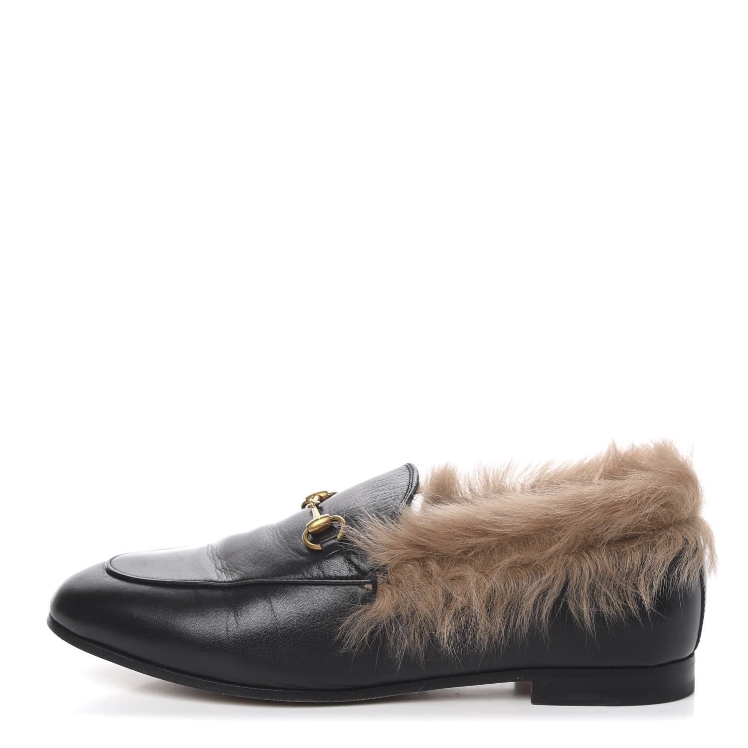 Gucci Malaga Kid Fur Womens Jordaan Loafers 40 Black Natural 1 of 13