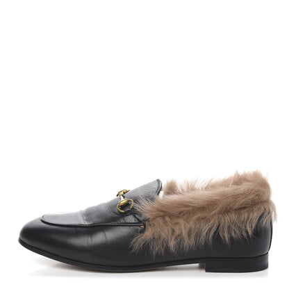 Gucci Malaga Kid Fur Womens Jordaan Loafers 40 Black Natural 1 of 13