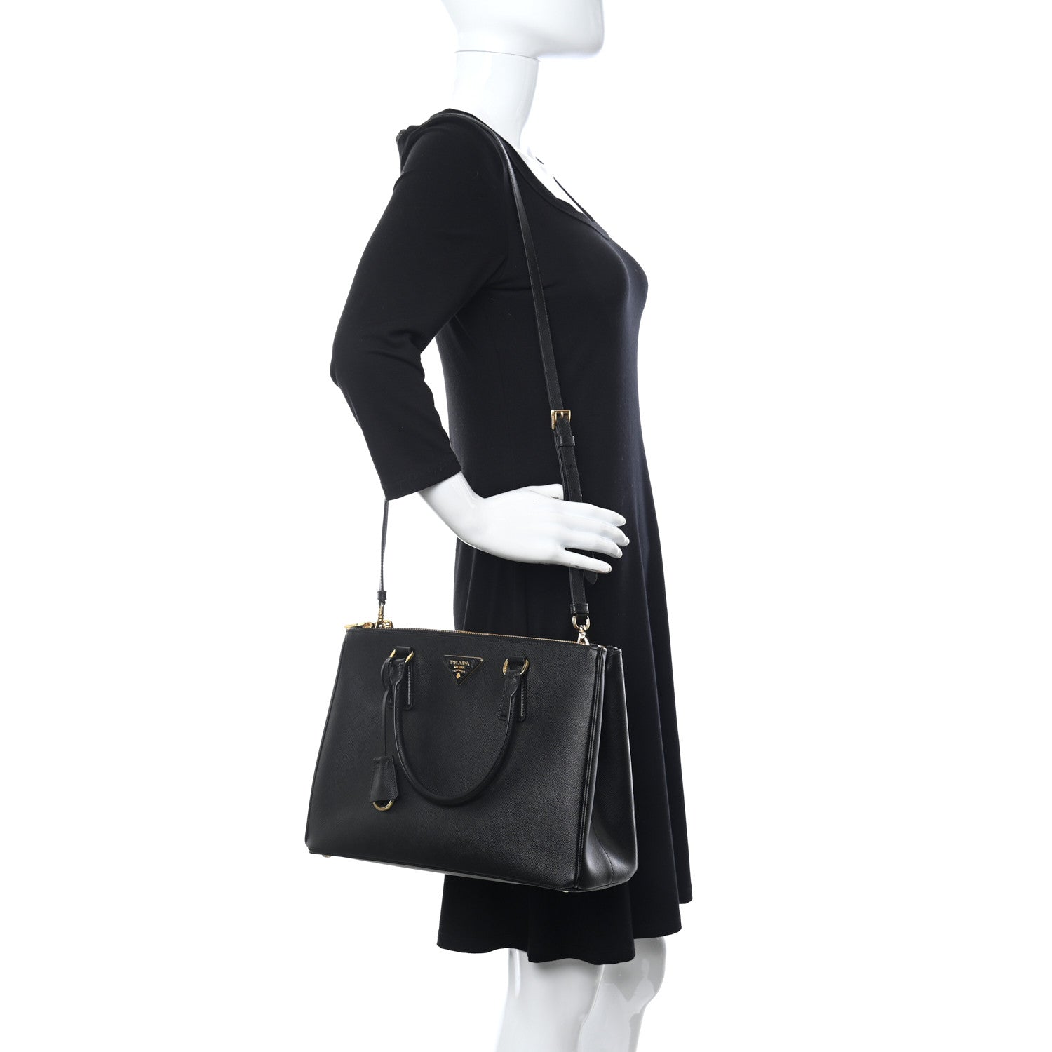 Prada Saffiano Medium Galleria Double Zip Tote Black 2 of 11