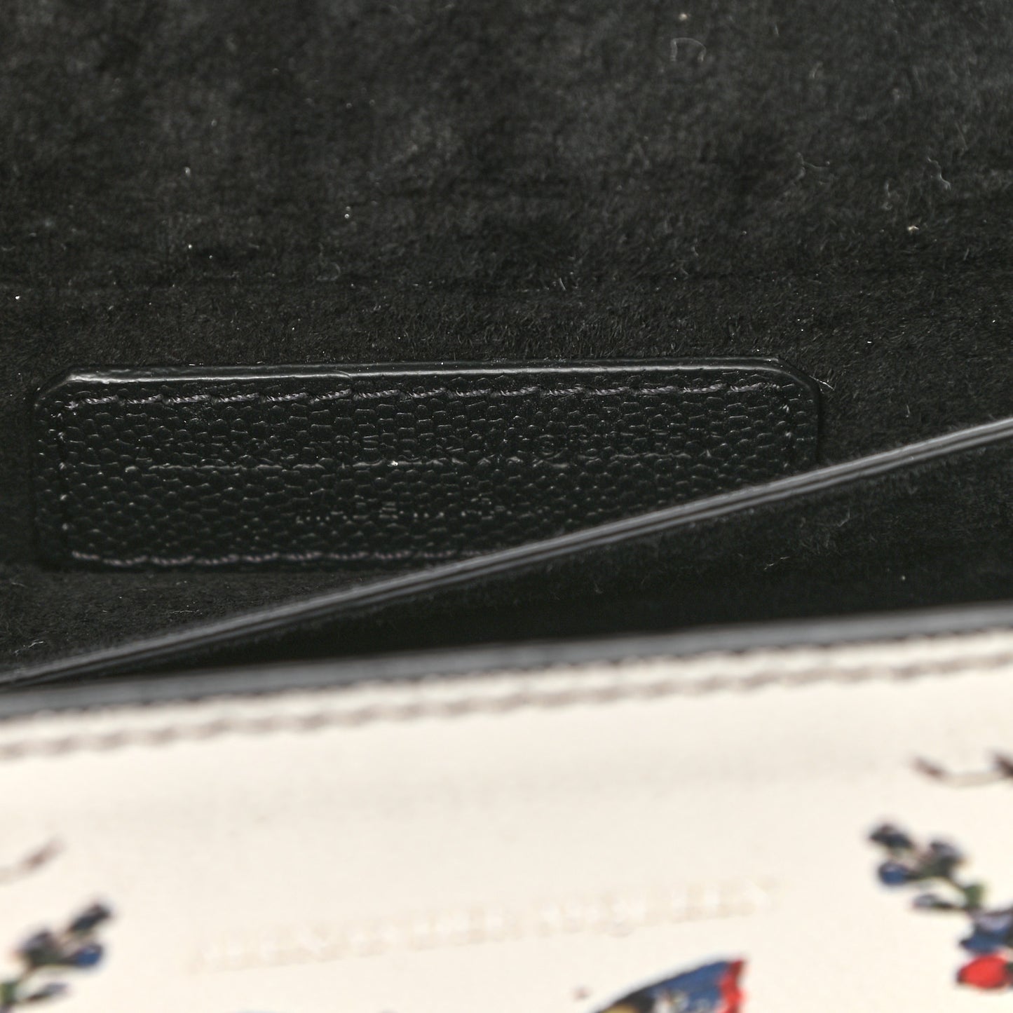 Grained Calfskin Flower Printed Small Insignia Flap Ivory Multicolor