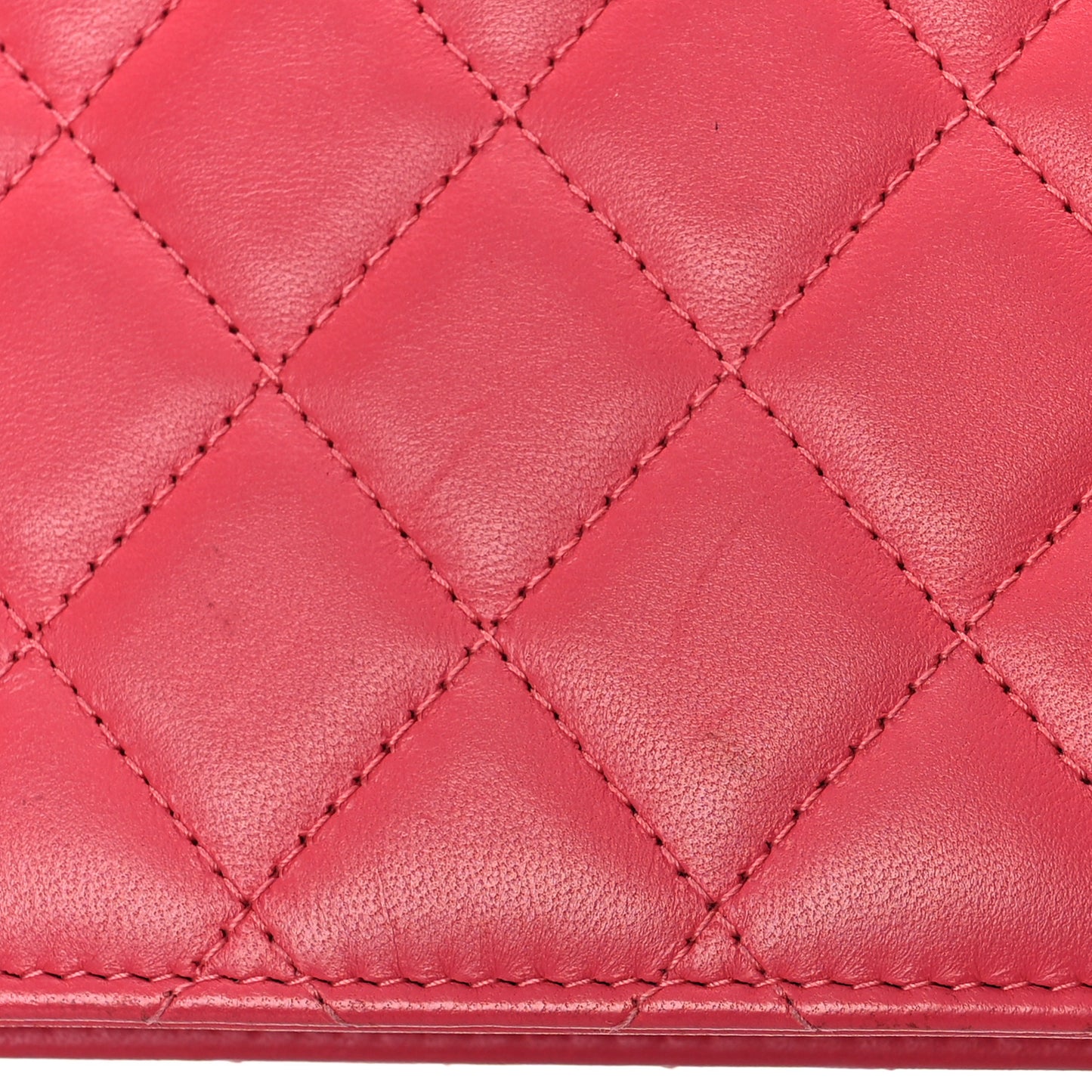 Lambskin Quilted Trendy CC Wallet On Chain WOC Pink
