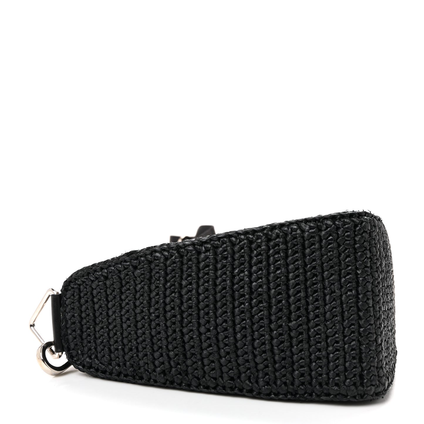 Yarn Raffia Effect Crochet Triangle Shoulder Bag Black