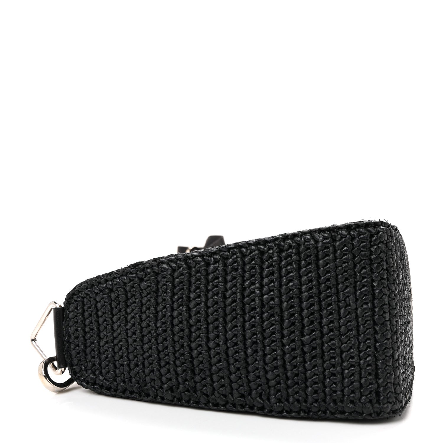 Prada Yarn Raffia Effect Crochet Triangle Shoulder Bag Black 4 of 12