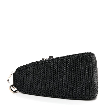 Prada Yarn Raffia Effect Crochet Triangle Shoulder Bag Black 4 of 12