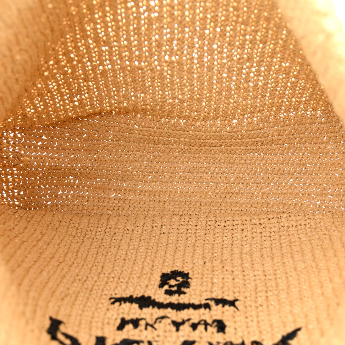 Yarn Raffia Effect Crochet Embroidered Logo Tote Naturale