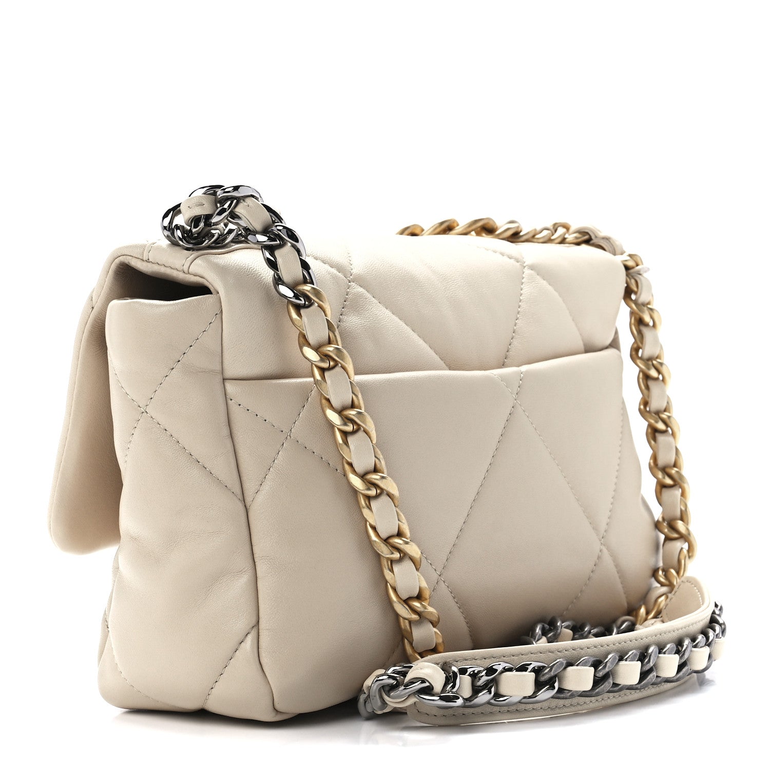Chanel Lambskin Quilted Medium Chanel 19 Flap Light Beige 3 of 12