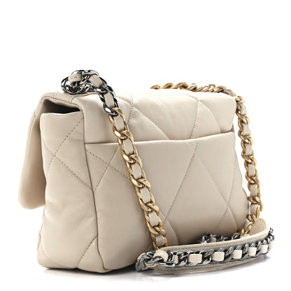 Chanel Lambskin Quilted Medium Chanel 19 Flap Light Beige 3 of 12