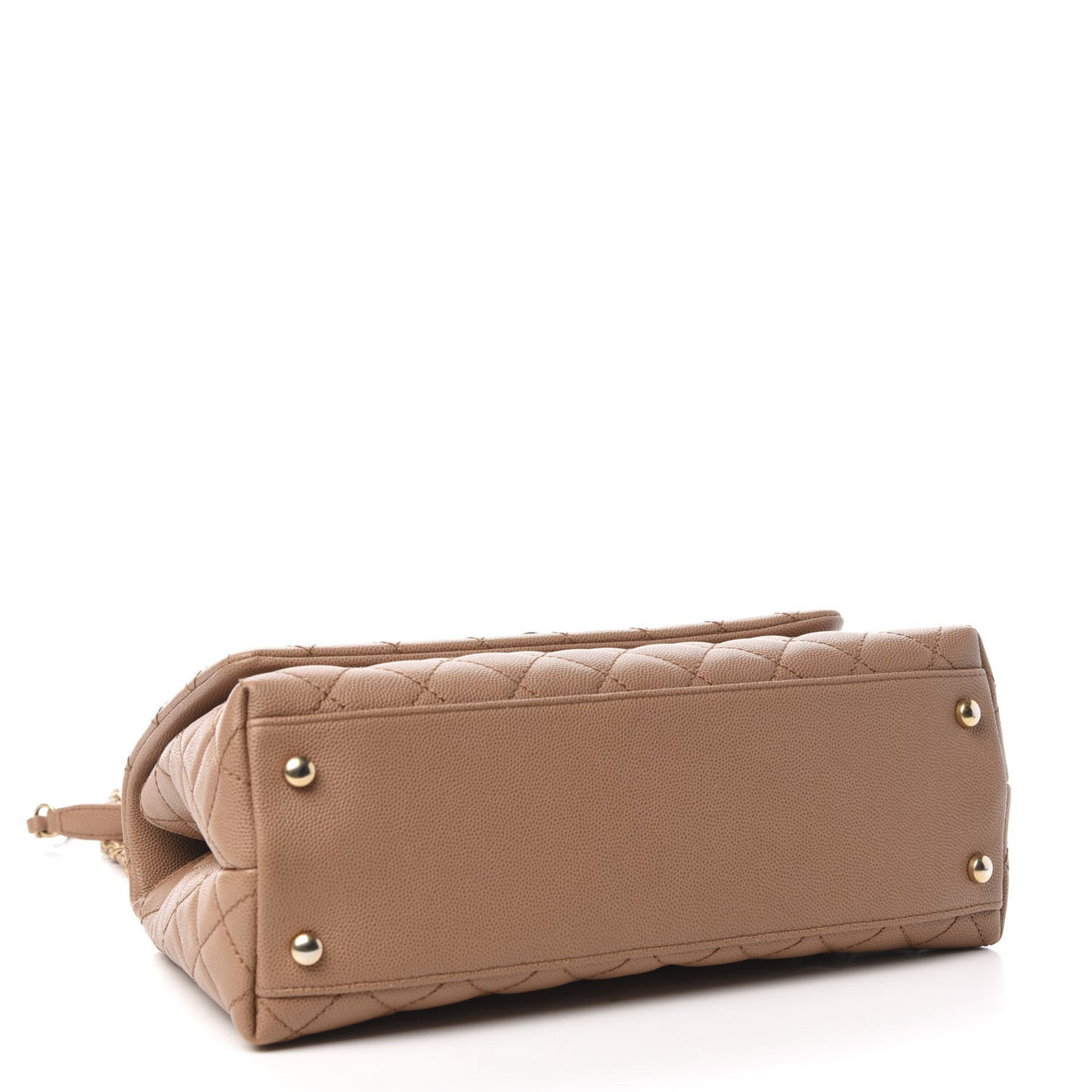 Caviar Lizard Quilted Small Coco Handle Flap Beige