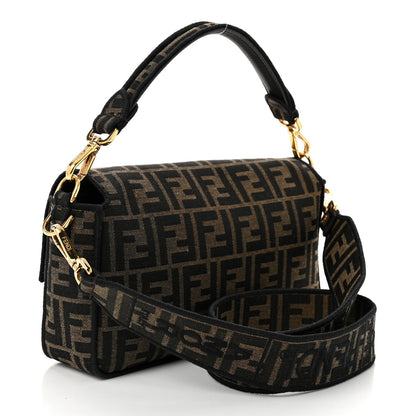 Fendi Fabric Jacquard FF 1974 Medium Baguette Tobacco Moro Black 3 of 10