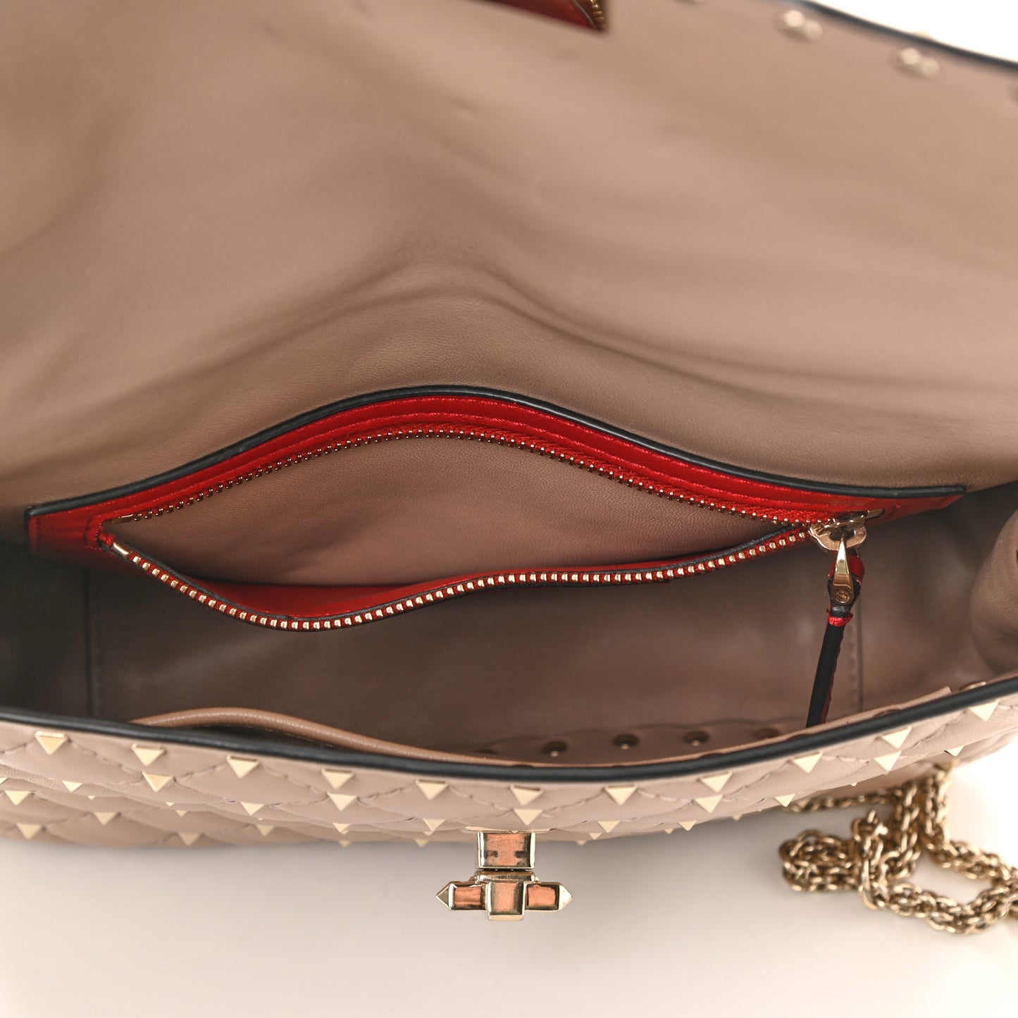 Lambskin Medium Rockstud Spike Shoulder Bag Poudre