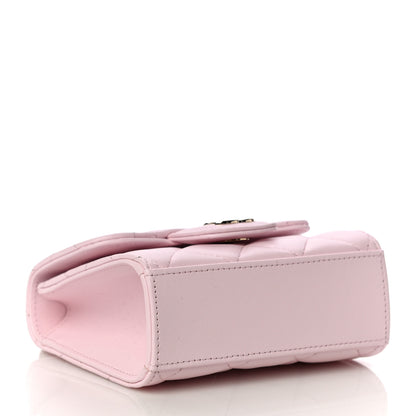 Chanel Lambskin Quilted Top Handle Clutch With Chain Light Pink 4 of 12