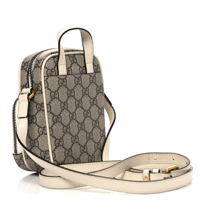 Gucci GG Supreme Monogram Web Mini Ophidia Double Zip Messenger Bag Beige Ebony Mystic White 3 of 10