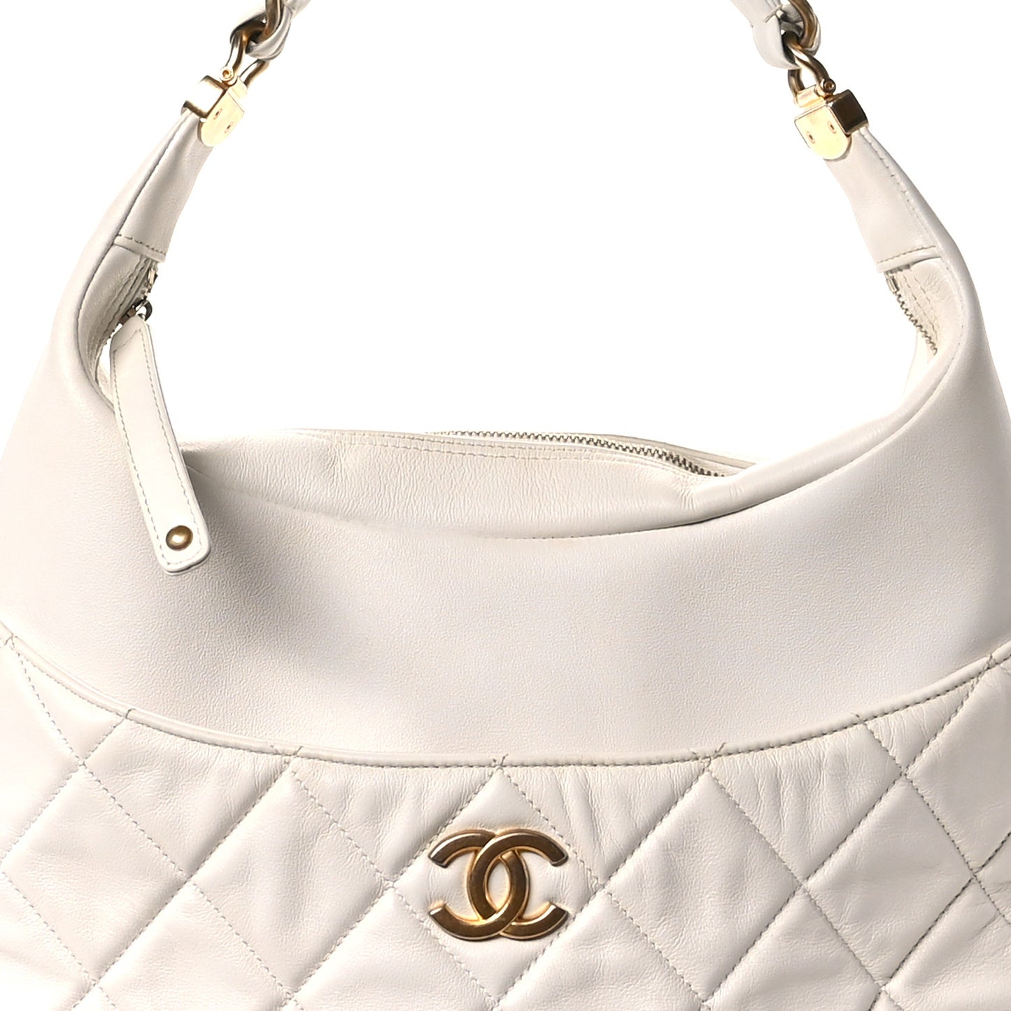 Calfskin Quilted Close To Me Hobo White