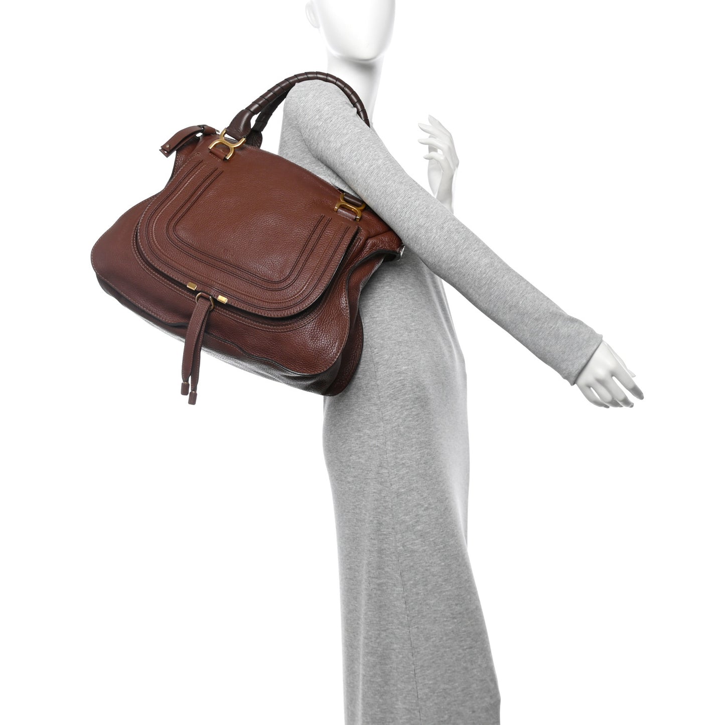Calfskin Large Marcie Satchel Ebony