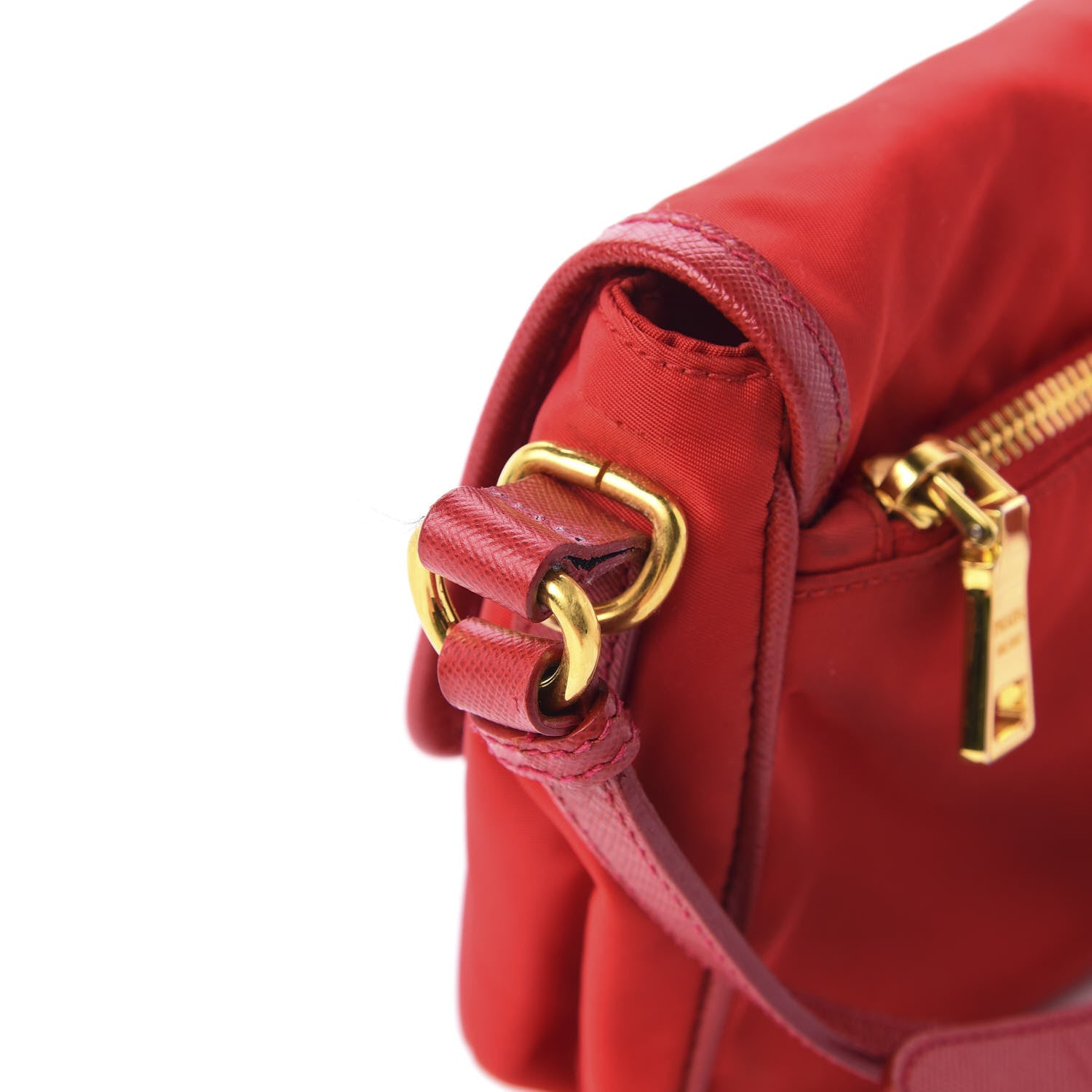 Prada Tessuto Nylon Saffiano Small Messenger Bag Red 13 of 15