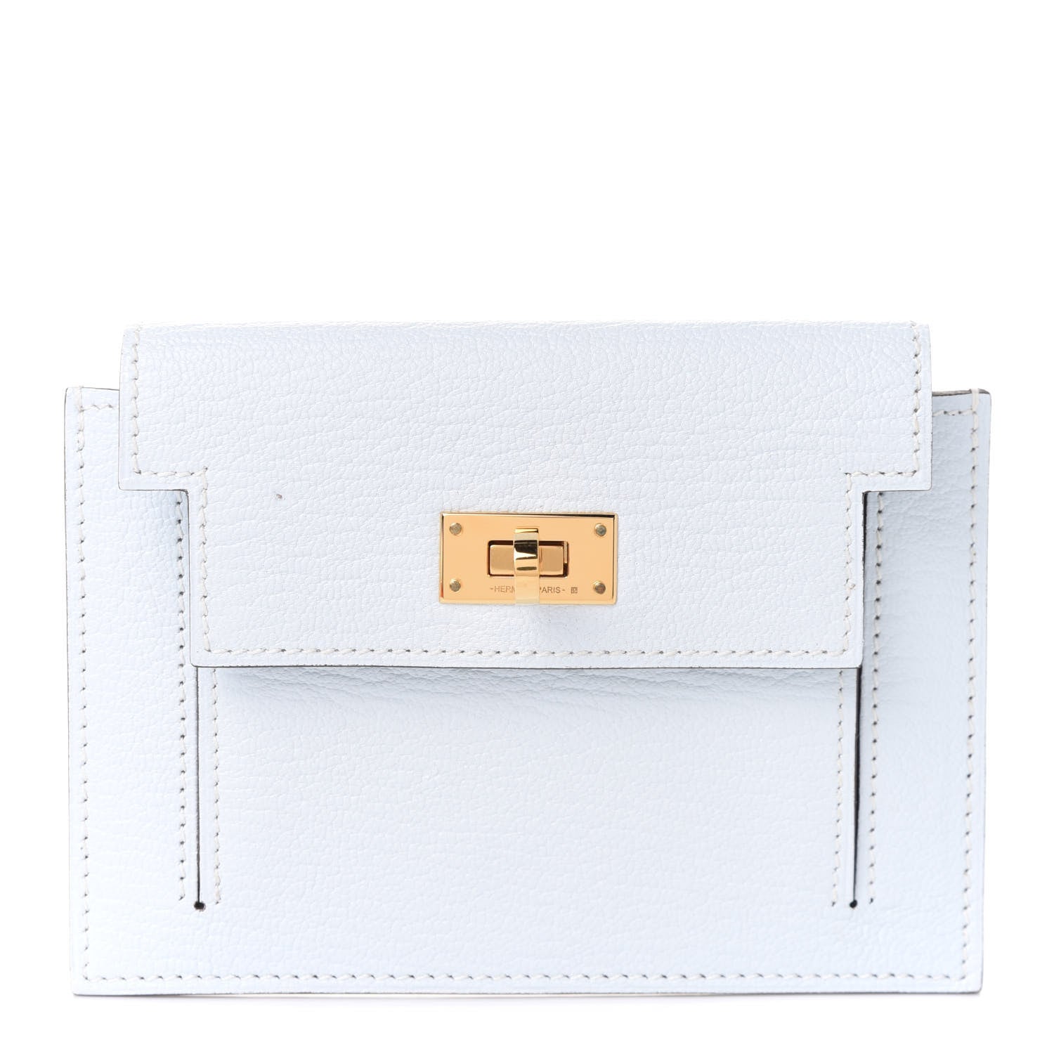 Hermes Chevre Mysore Kelly Pocket Compact Wallet Bleu Brume 1 of 10