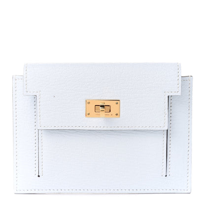 Hermes Chevre Mysore Kelly Pocket Compact Wallet Bleu Brume 1 of 10