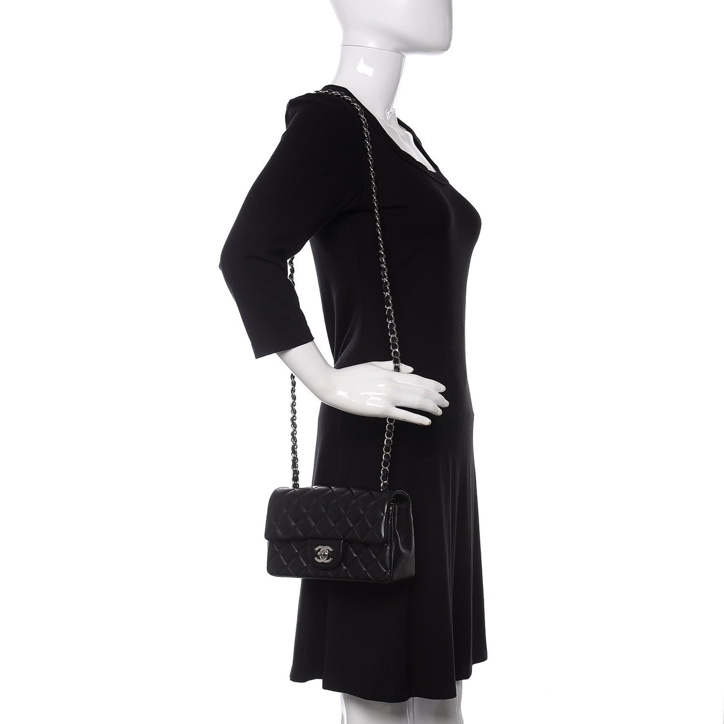 Lambskin Quilted Mini Rectangular Flap Black