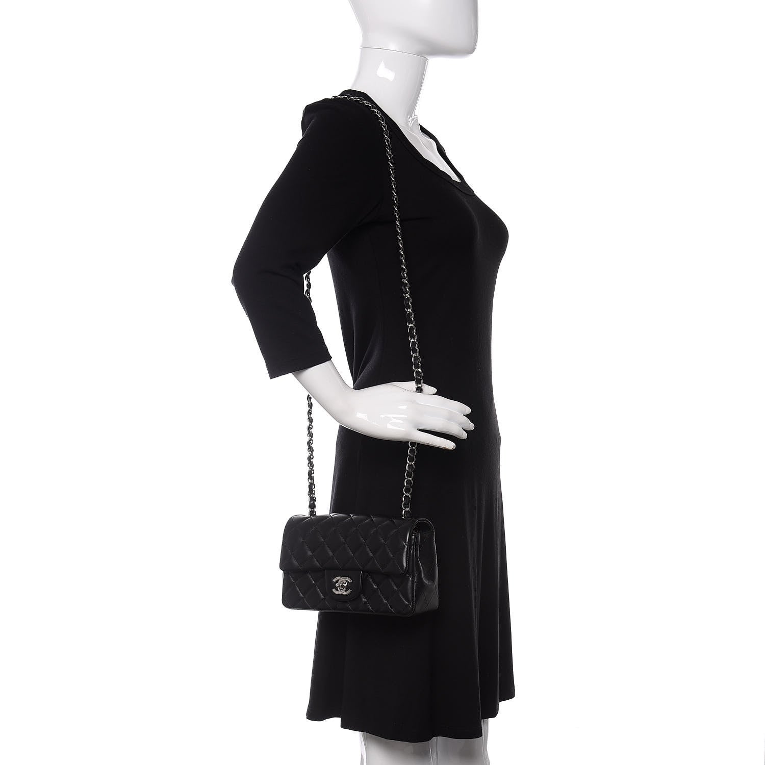 Chanel Lambskin Quilted Mini Rectangular Flap Black 2 of 11