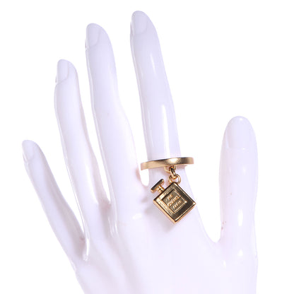 Chanel N°5 Perfume Bottle Charm Ring 6.5 Gold 2 of 5