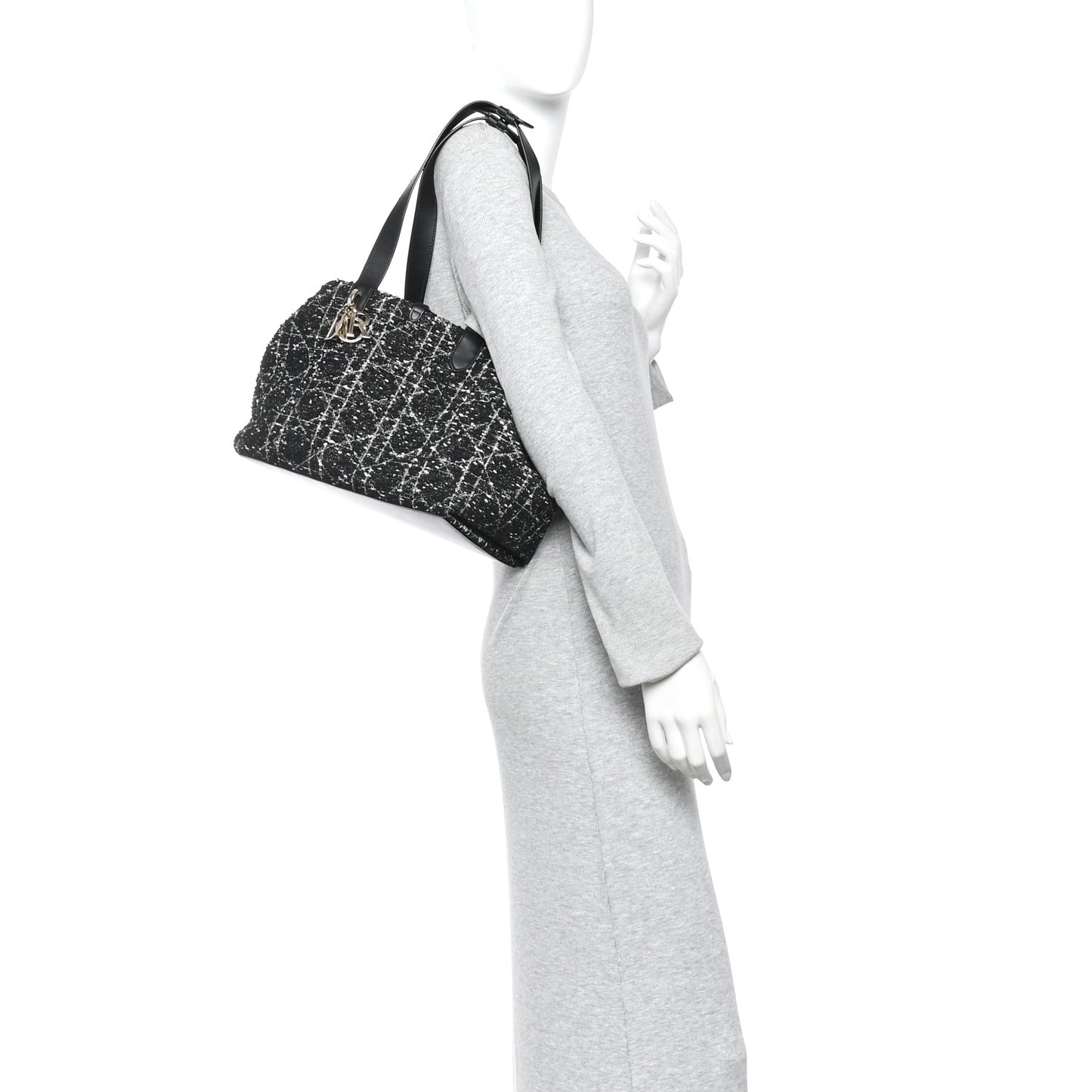 Calfskin Tweed Cannage Medium Toujours  Black White