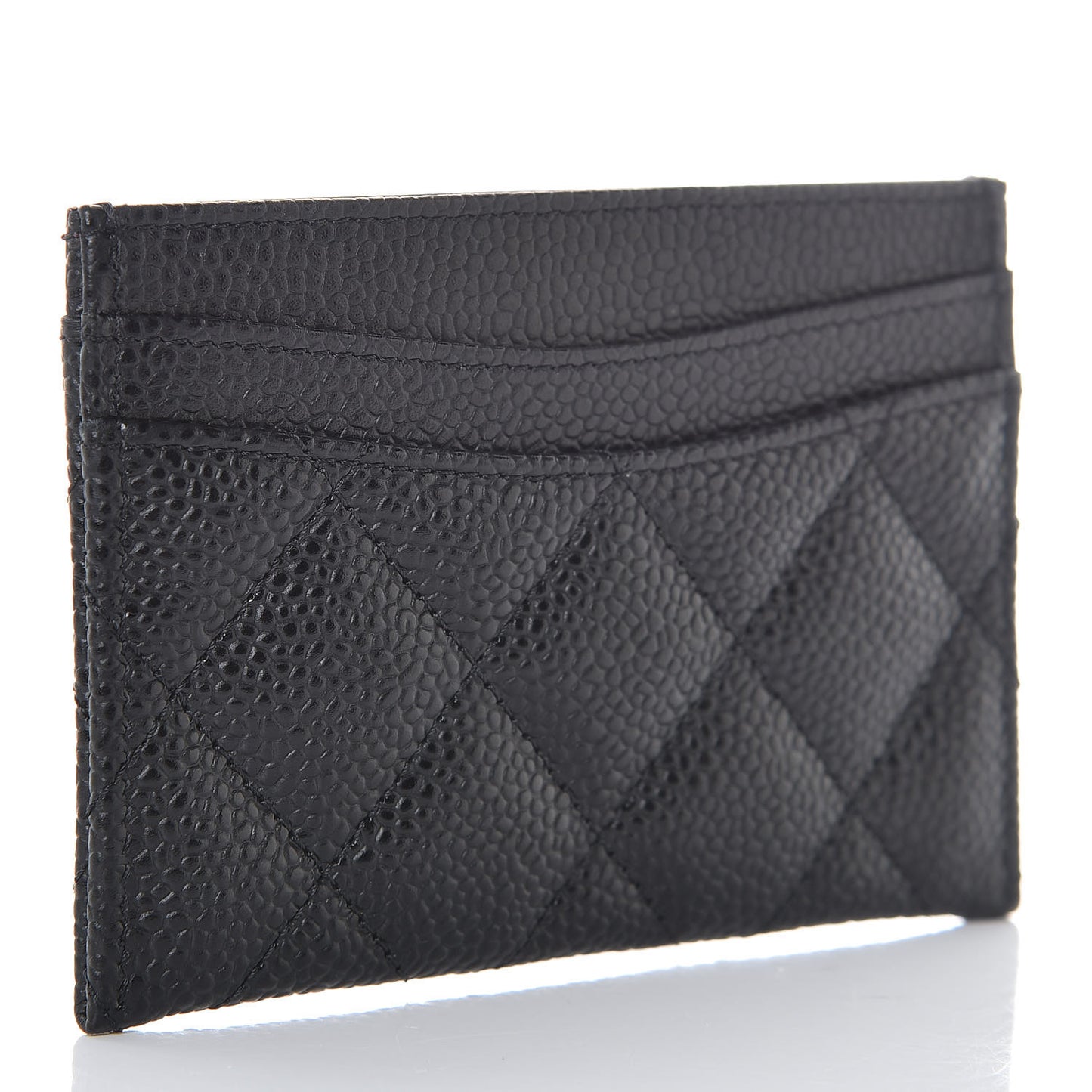 Caviar Quilted Card Holder Black