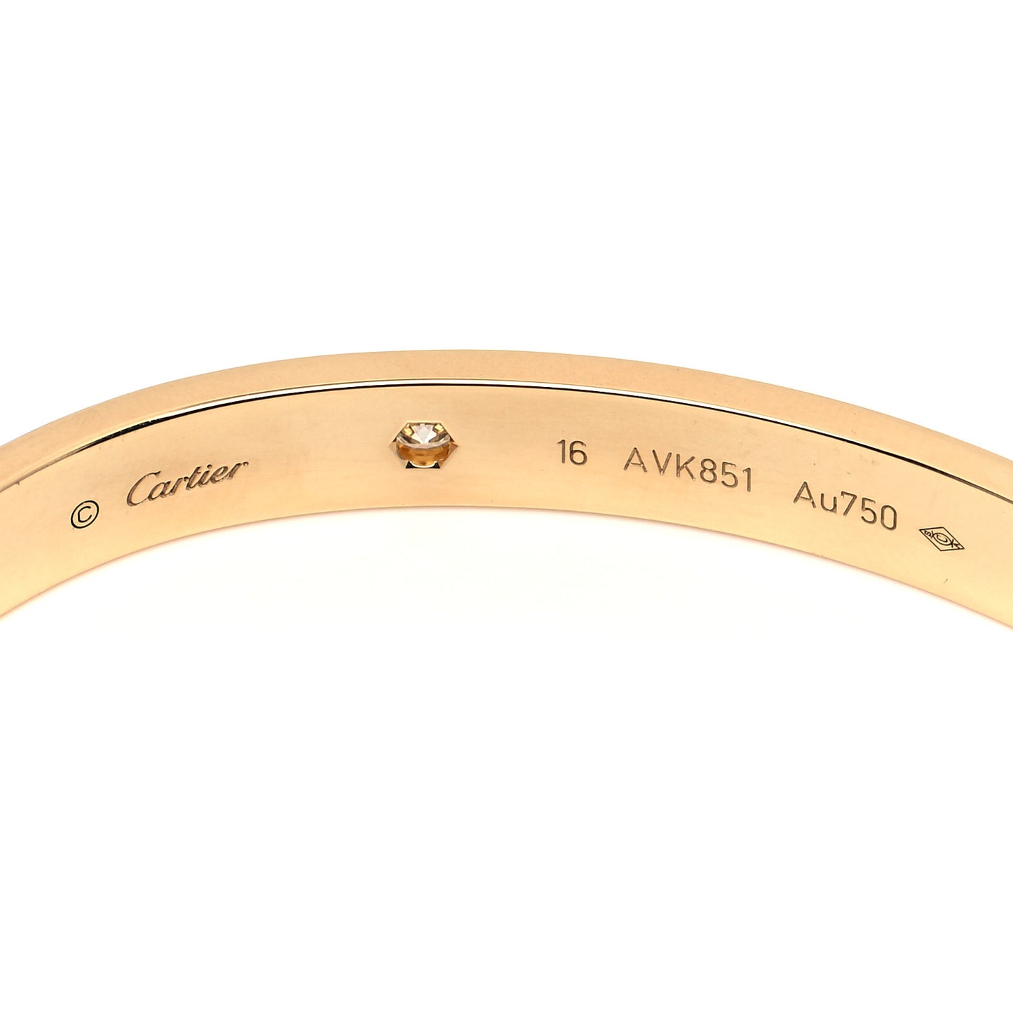 18K Yellow Gold 4 Diamond LOVE Bracelet 16