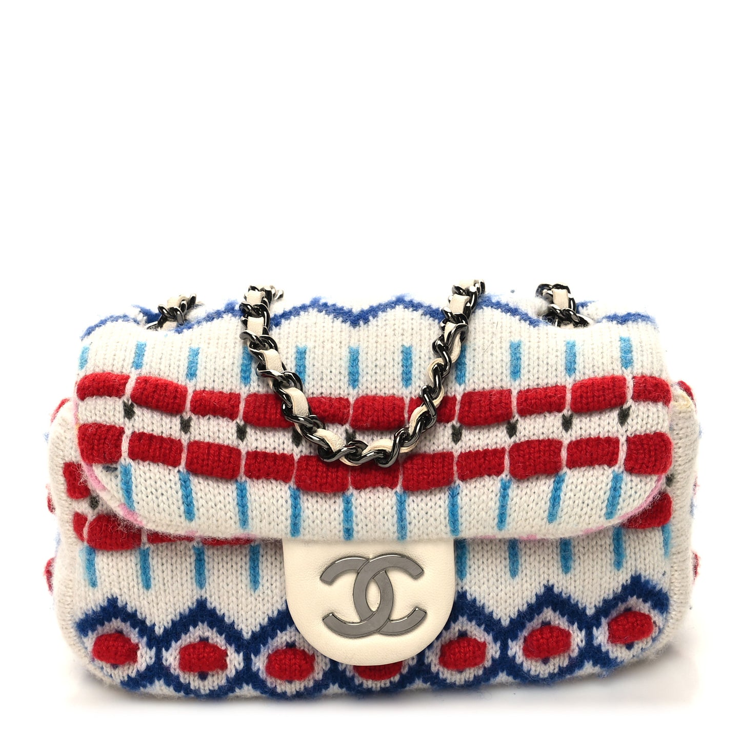 Cashmere Knit Extra Mini Single Flap White Multicolor