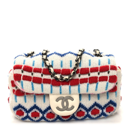 Chanel Cashmere Knit Extra Mini Single Flap White Multicolor 1 of 10