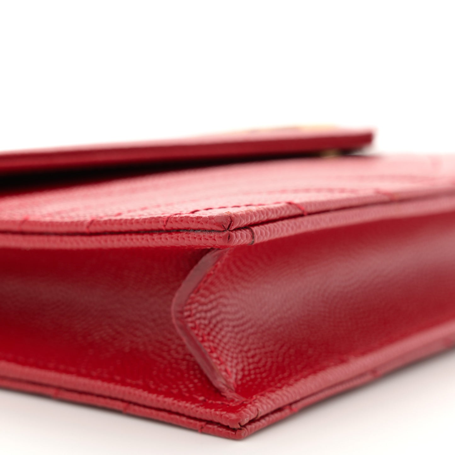 Grain De Poudre Matelasse Chevron Monogram Envelope Chain New Red