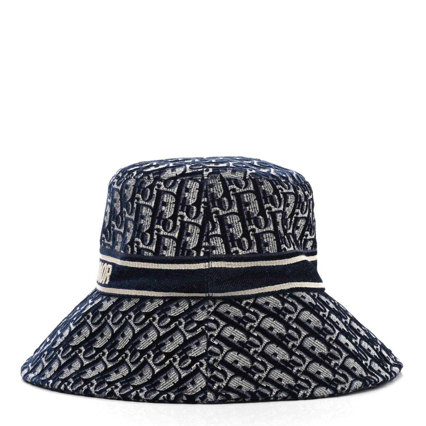 Velvet Oblique Large Brim Bucket Hat 58 Bleu Marine