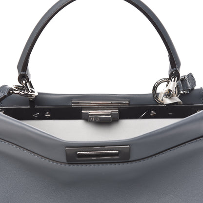 Fendi Vitello Seta Shiny Nappa Medium Peekaboo Iconic Satchel Tempesta Grigio Perla 12 of 13