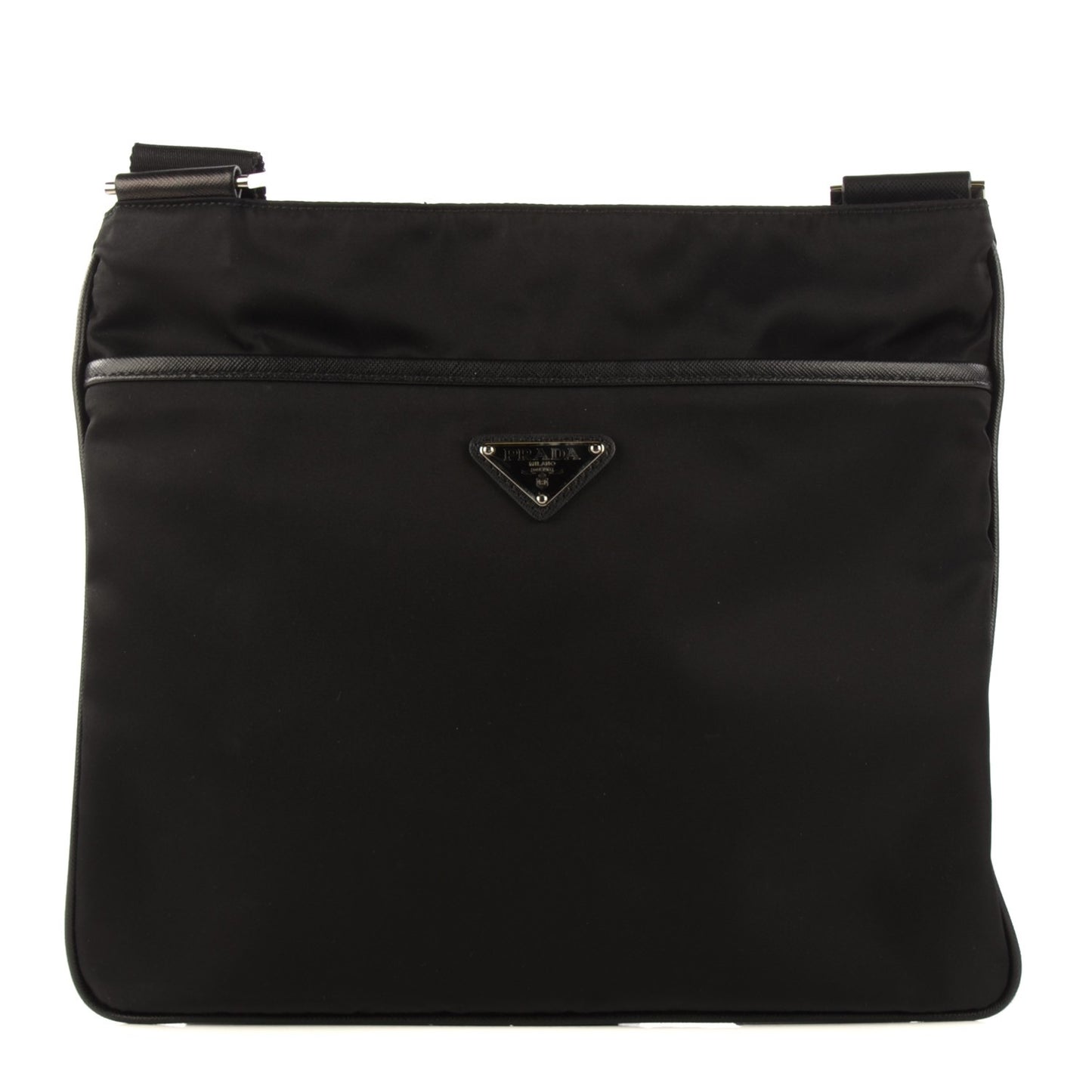 Nylon Vela Flat Messenger Bag Black