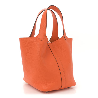 Hermes Taurillon Clemence Picotin Lock 18 PM Orange 3 of 10