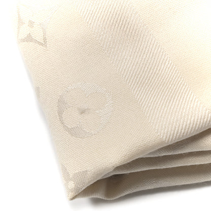 Louis Vuitton Wool Silk Monogram Classic Shawl Ivory 4 of 4