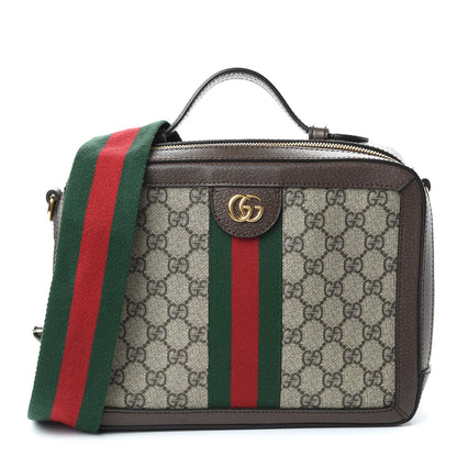 Gucci GG Supreme Monogram Web Small Ophidia Top Handle Shoulder Bag Brown 1 of 10