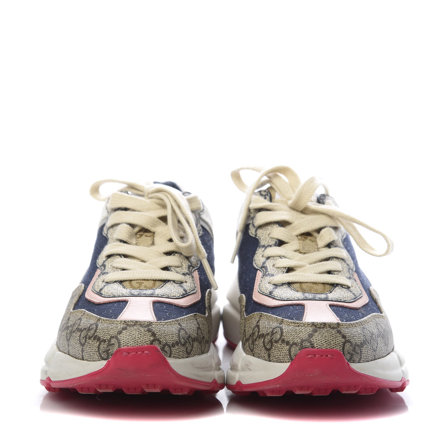 Gucci GG Supreme Monogram Mix Monogram Womens Rhyton Sneakers 35 London Blue Beige Pale Pink 2 of 12