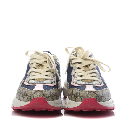 Gucci GG Supreme Monogram Mix Monogram Womens Rhyton Sneakers 35 London Blue Beige Pale Pink 2 of 12