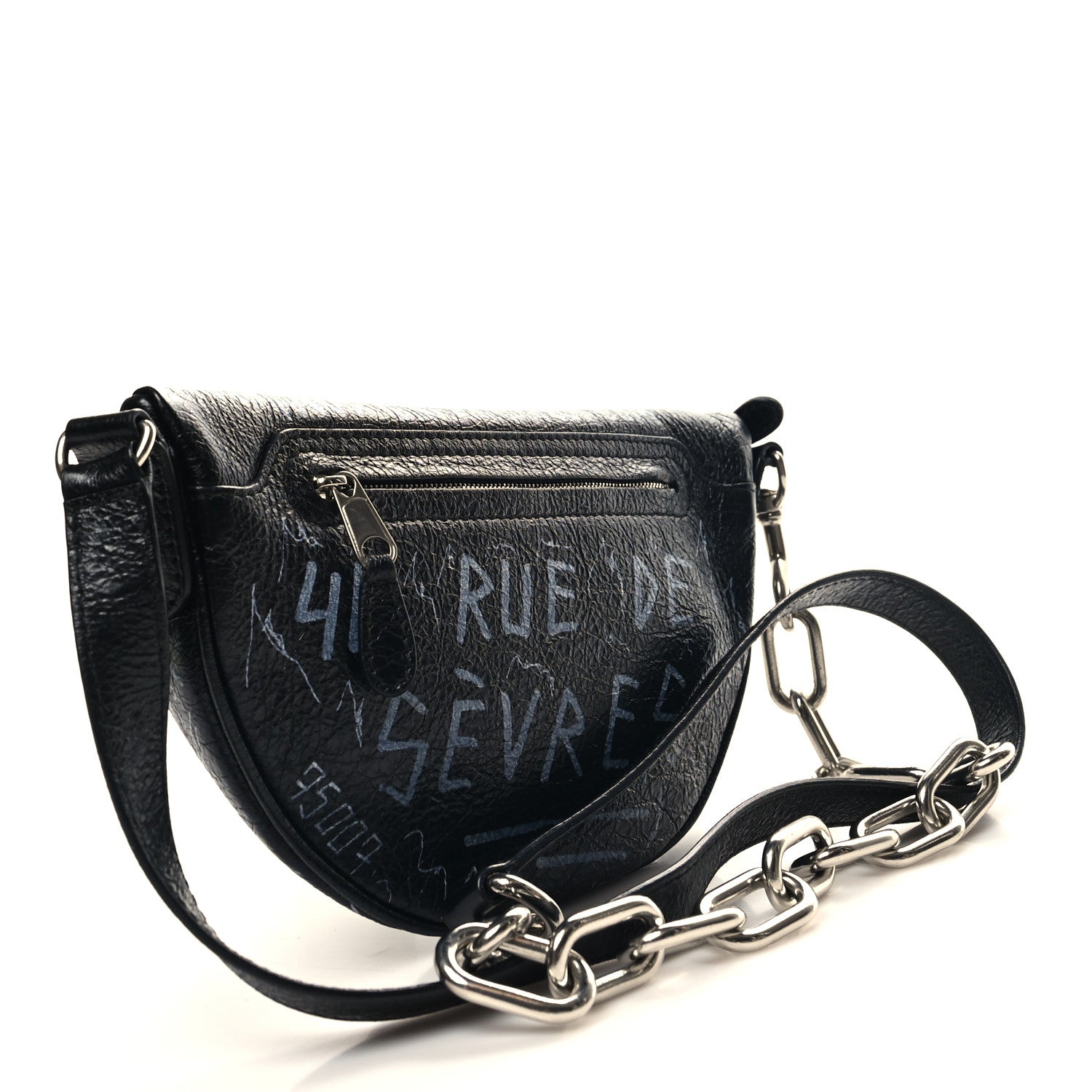 Balenciaga Agneau Arena Graffiti All Over XXS Souvenir Belt Bag Black White 3 of 10