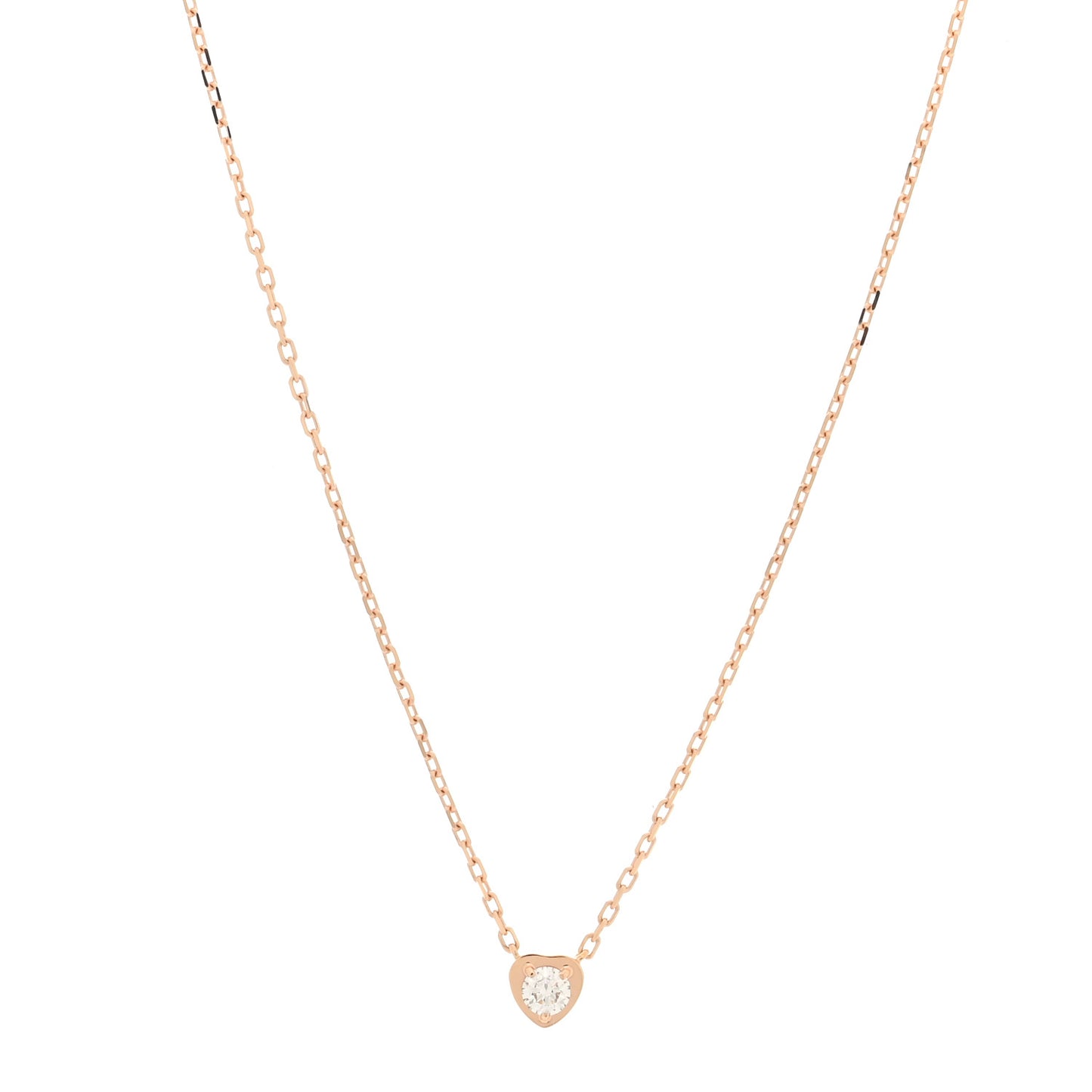 18K Pink Gold Diamond D'Amour Heart Pendant Necklace