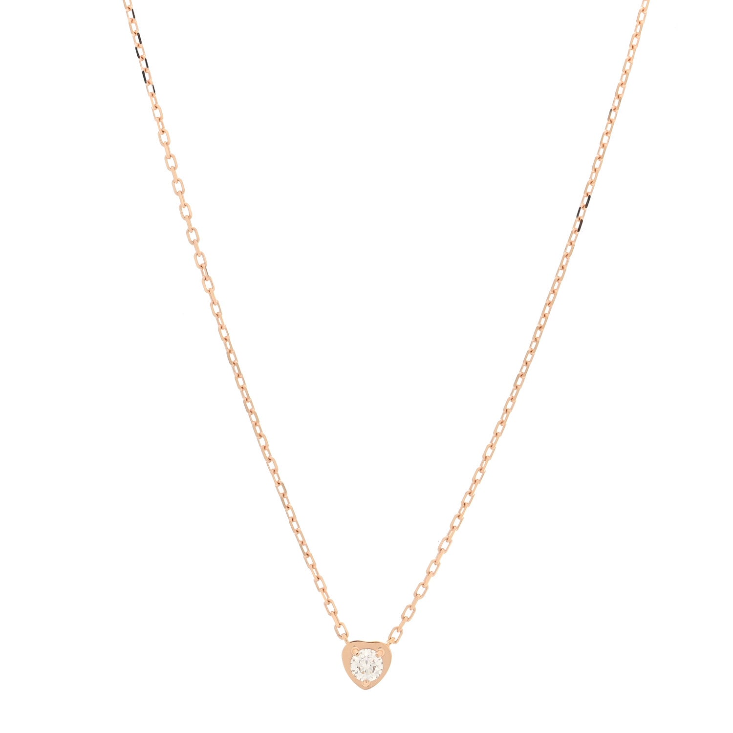 Cartier 18K Pink Gold Diamond D'Amour Heart Pendant Necklace 1 of 4