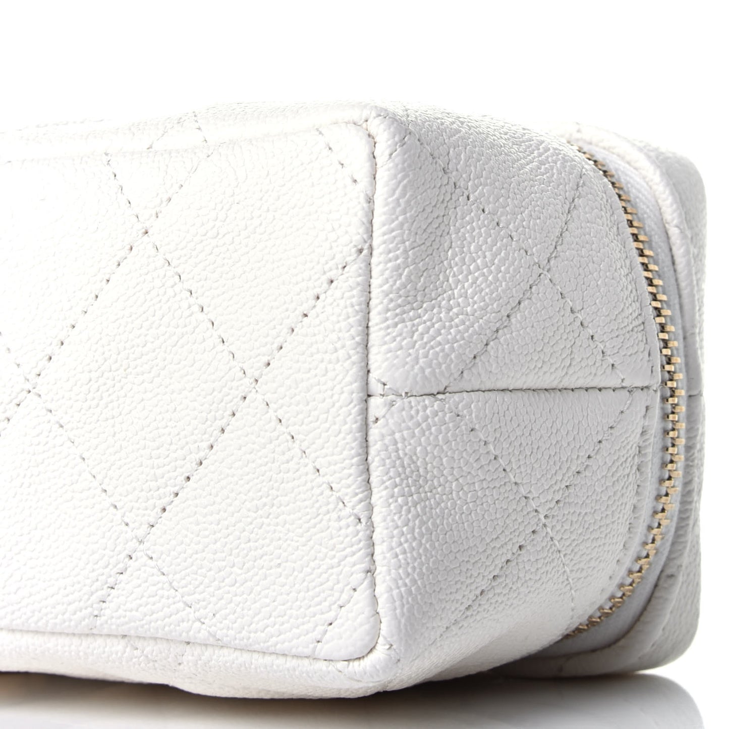 Caviar Quilted Mini Top Handle Vanity With Chain White
