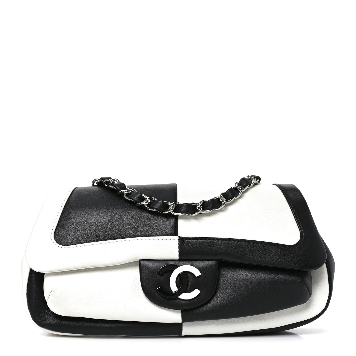 Chanel Lambskin Geometric Patchwork Mini Flap Black White 1 of 10